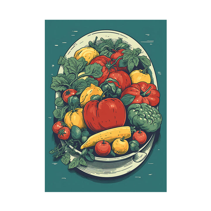 Vintage Food Art Inspired Vegetable Tapestry