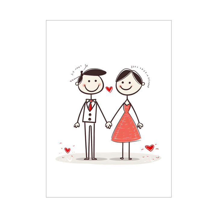 Stick Cartoon Bride and Groom